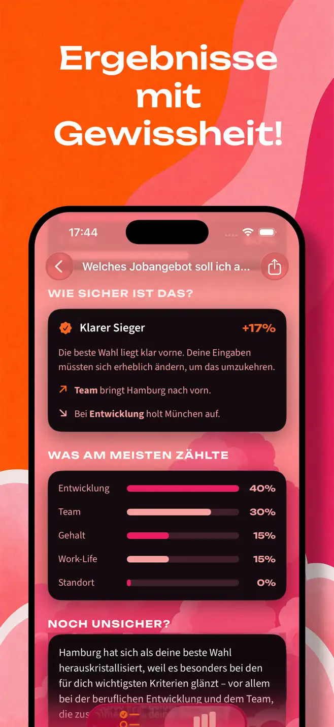 Decidd: Ergebnis mit klarem Sieger und Begründung