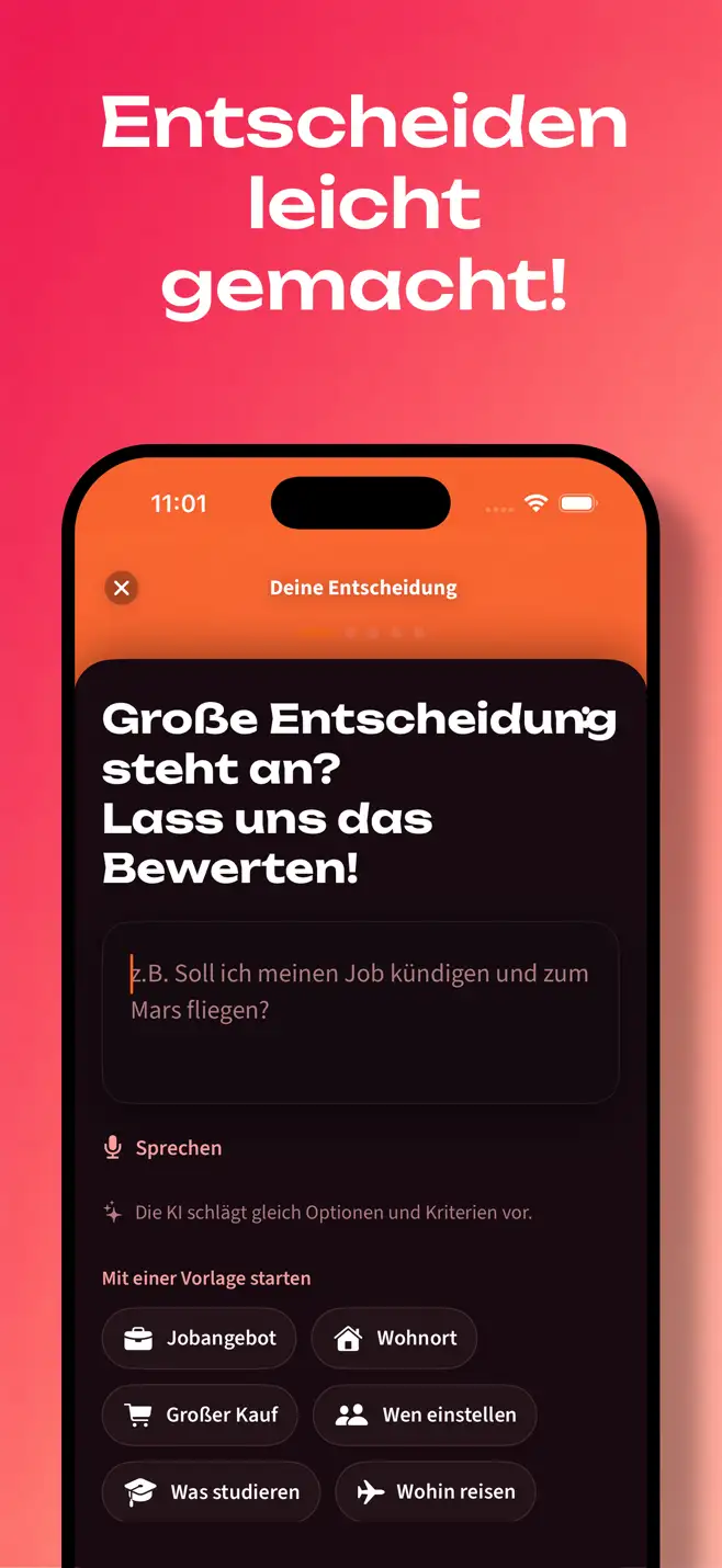 Decidd: Kriterien gegeneinander gewichten